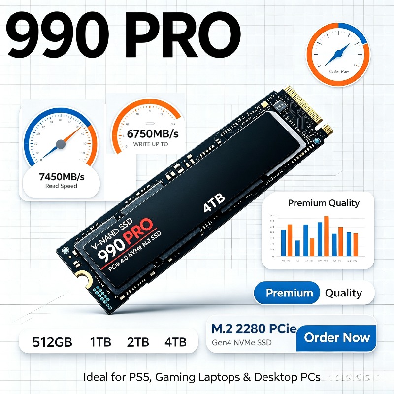 Pcie 4.0 4Tb 2280 Ssd 7450Mbps - 990 PRO Original SSD – 512GB/1TB/2TB/4TB,